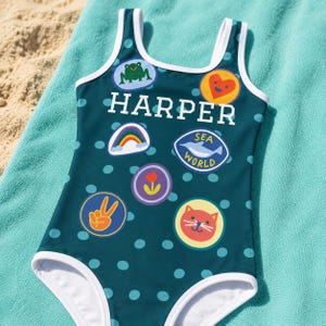 Costume da bagno personalizzato per bambina, costume da bagno estivo personalizzato con nome per neonata, costumi da bagno per bambini da spiaggia e da piscina, iniziali personalizzabili, regalo di compleanno.