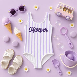 Costume da bagno personalizzato per bambina, costume da bagno estivo personalizzato con nome per neonata, costumi da bagno per bambini da spiaggia e da piscina, iniziali personalizzabili, regalo di compleanno.