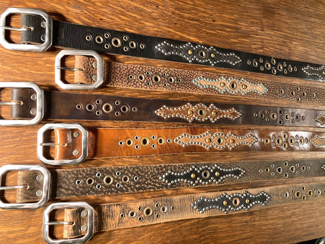 Jeff Gallea Belts Studded Western Overlay Handcrafted in Etsy