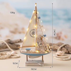Voilier Décoratif En Bois – Style Méditerranéen – 13,5 X 10 X 3,5 Cm – Artisanat Fait Main – Décoration De Gâteaux Ou Intérieur