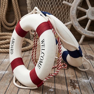 Decorazione murale a forma di salvagente nautico, arte per casa al mare in stile mediterraneo, ornamento a forma di salvagente in schiuma, anello per barca marina, decorazione per la casa costiera