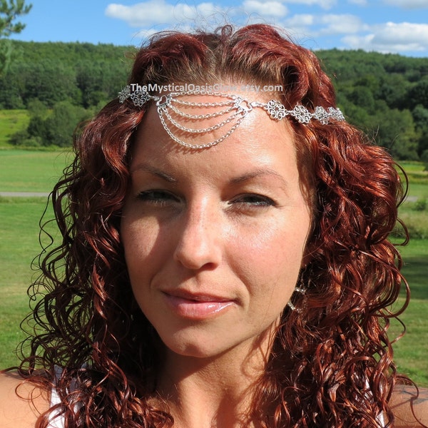Chain Headpiece Head jewelry Hair Piece Bohemian Hipster Boho Hippie Heart Bridal Jewelry Flower Crown Floral Wedding Hair Accessories