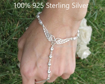 Love Slave bracelet, Sterling Silver Jewelry, with Angel Wings and Hearts, Freshwater Pearls, Birthstone Gemstones OR Herkimer Diamonds 925