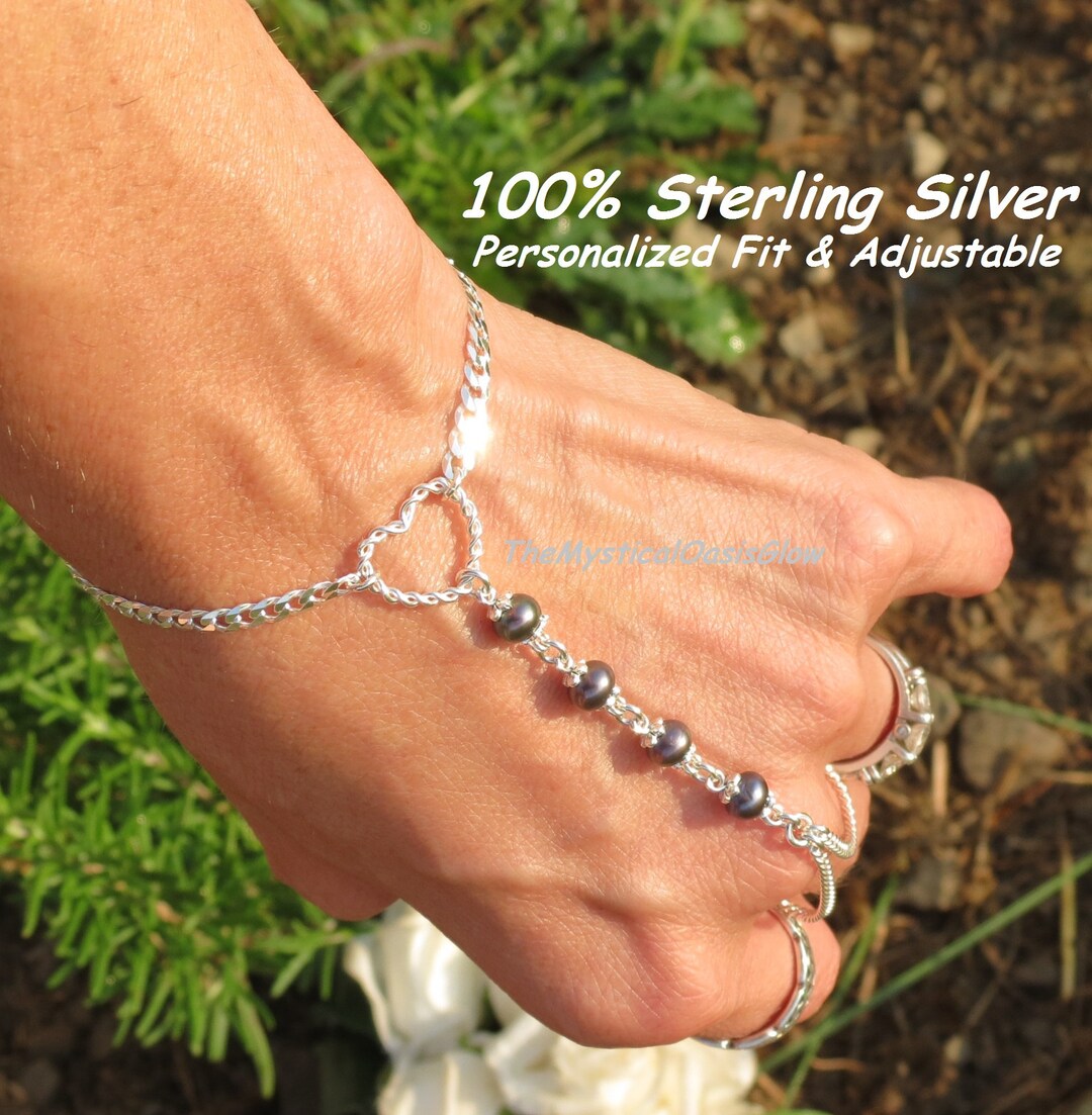 Bridal Hand Jewelry Slave Chain Bracelet Pearl Slave Bracelet Etsy