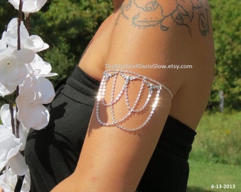 Fitted SILVER arm band, body jewelry, upper Arm Cuff, Silver plated, Upper Arm Jewelry, Arm wrap, Body Chain Jewelry, Body Jewellery Drape