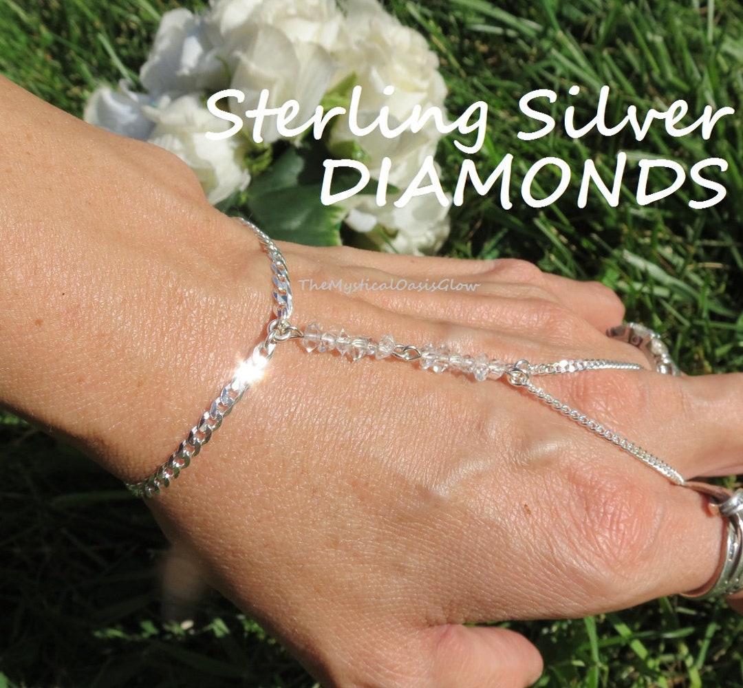 Sterling Silver Slave Chain Bracelet Ring Hand Jewelry Hand Etsy