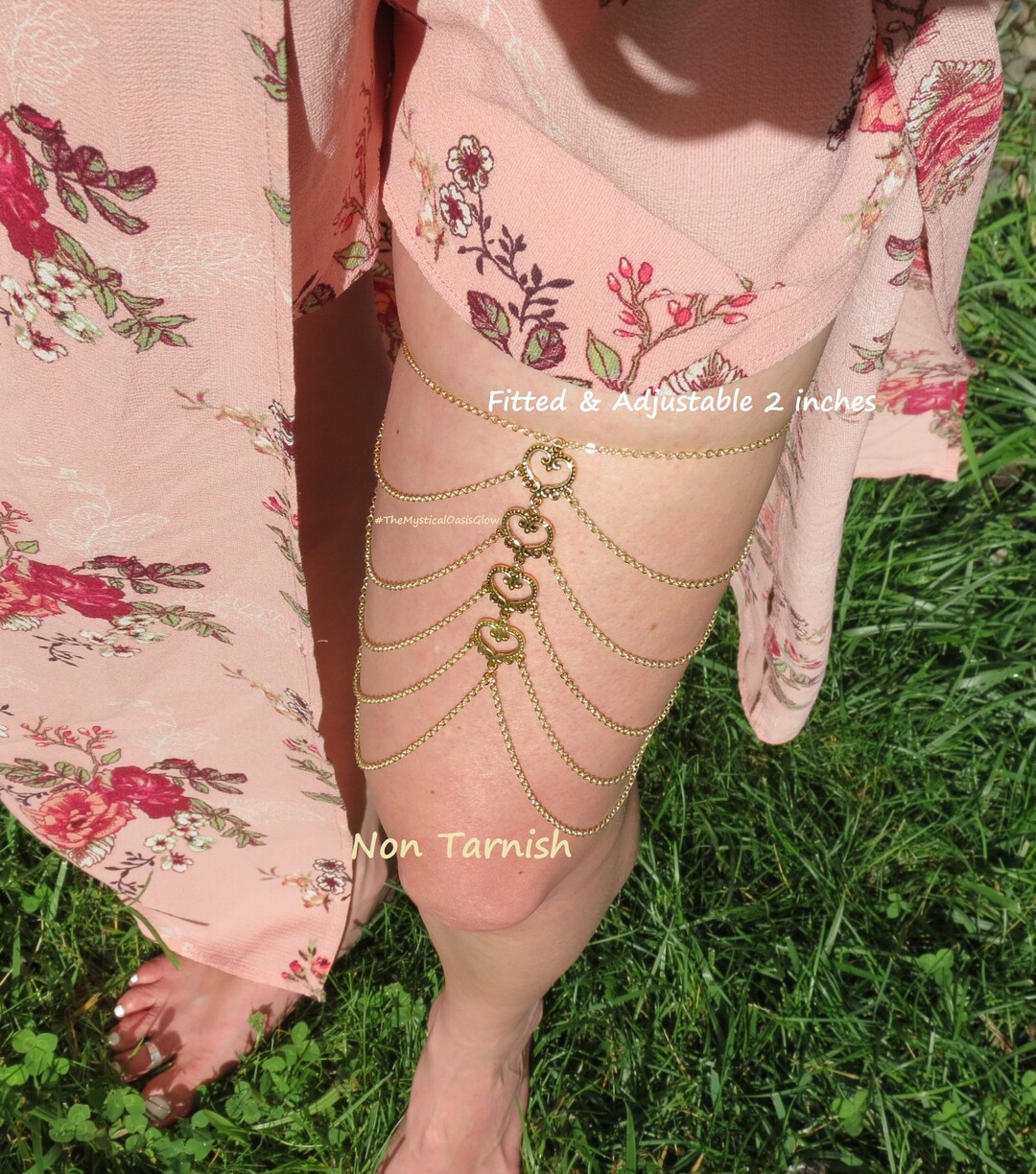 Gold Heart Leg Chain Garter Thigh Jewelry or Upper Arm Chain Etsy