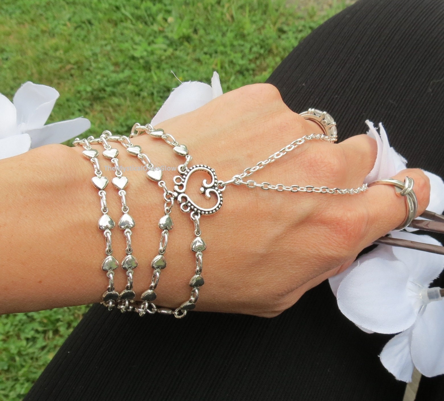 Bridal Slave Bracelet Ring Bracelet Hand Jewelry Wedding Love Etsy