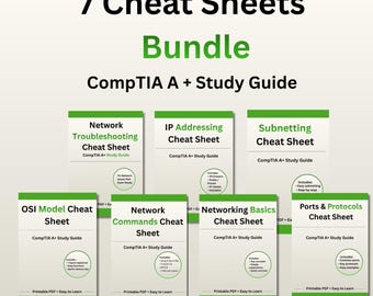 Pacchetto di guide di studio per la certificazione CompTIA A+ Networking, con 7 fogli riassuntivi (download digitale)