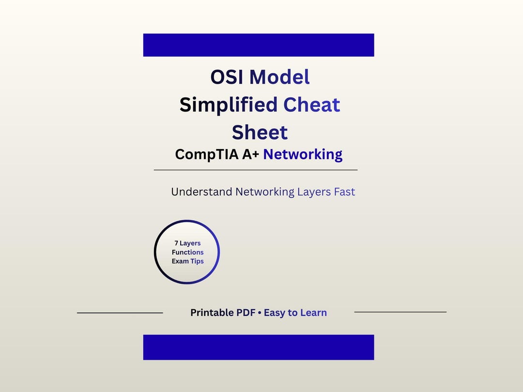 Comptia A+ OSI Model Cheat Sheet | Networking Study Guide (printable ...