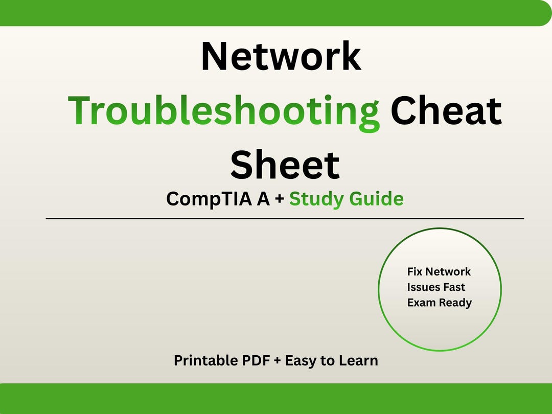 Network Troubleshooting Cheat Sheet, Comptia A+ Study Guide (PDF) - Etsy