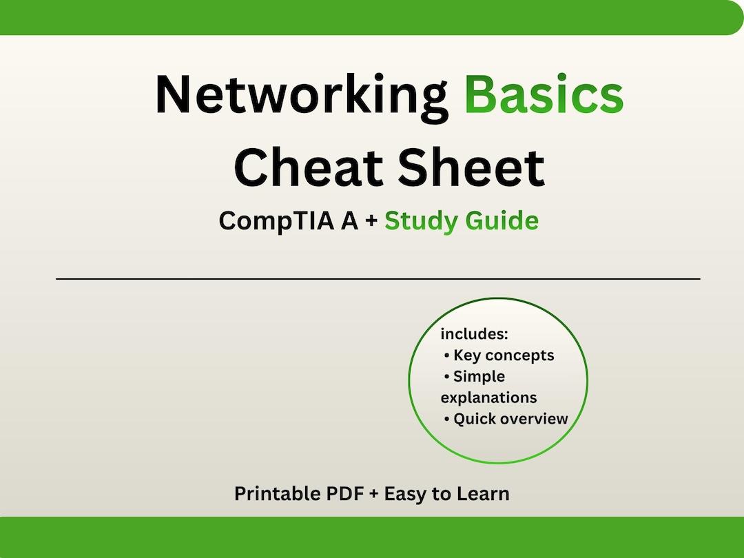 Comptia A+ Networking Basics Cheat Sheet, IT Exam Prep (PDF) - Etsy