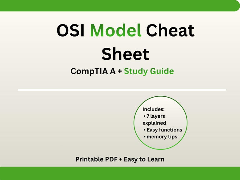 OSI Model Cheat Sheet, Comptia A+ Study Guide, Networking Basics (PDF ...