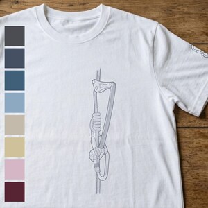 Minimalistisk klättring klettern ascender line art skiss unisex skjorta