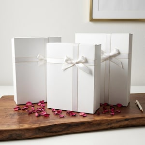 Set of 3 Bridal Gift Boxes, Gold Ribbon Dowry Presentation Packaging