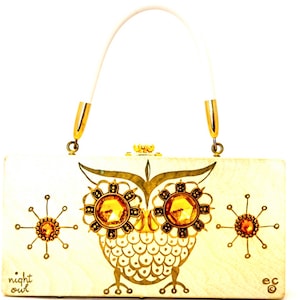 Enid Collins Night Owl Wooden Box Purse