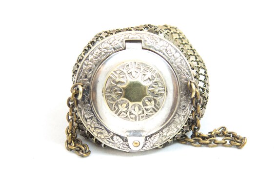 Vintage Mesh Silverplate Chatelaine Mini Purse