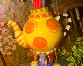 Erich Emmenegger Jester Pedestal Teapot Colorful Ceramic Whimsical
