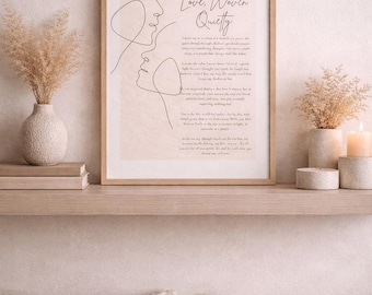 Minimalist Couples Wall Art, Love Poem, Romantic Line Art Print, Neutral Decor, Wedding Gift, Anniversary Keepsake, Framed Poster