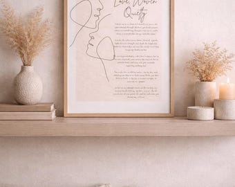 Minimalist Couples Wall Art, Love Poem, Romantic Line Art Print, Neutral Decor, Wedding Gift, Anniversary Keepsake, Framed Poster