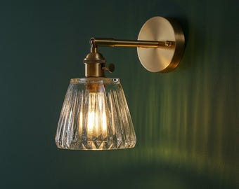 Nowoczesna mosiężna lampa ścienna ze szkła, nordycka minimalistyczna lampa w stylu japońskim, sypialnia, lampka nocna, lustro łazienkowe, oprawa E27
