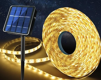 Taśma świetlna LED solarna zewnętrzna wodoodporna 5 m, elastyczna, IP65, do dekoracji patio i ogrodu