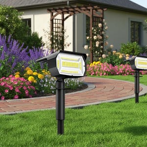 Refletores solares para paisagismo com 72 LEDs, à prova d'água, para jardim externo, com 3 modos de iluminação, ideal para quintal, gramado e caminhos. Classificação IP65.