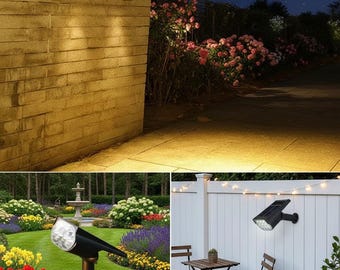 Solcellslampa för utomhusbruk med 7 LED-lampor, justerbar och vattentät, landskapslampa, IP65, vägg- och marklampa för uteplats/gård