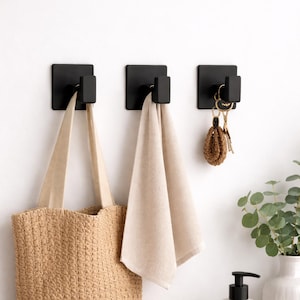 Wall Hooks Heavy Duty Set | No Drill Coat Key Towel Hanger | Bathroom Kitchen Organizer