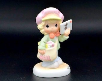 Precious Moments  Boy Mail Carrier with Letter & Bag of Mail Collectible 3"