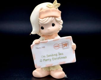 Precious Moments Figurine Holding Christmas Letter