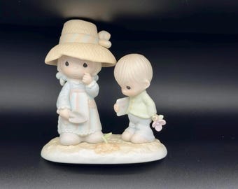 Precious Moments Porcelain Figurine of Boy and Girl Gardening