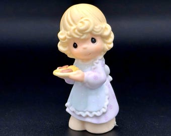 Precious Moments Figurine Sweet Girl With Plate of Cookies Approx. 3"
