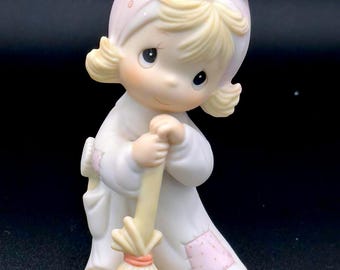 Precious Moments Girl Figurine with Broom