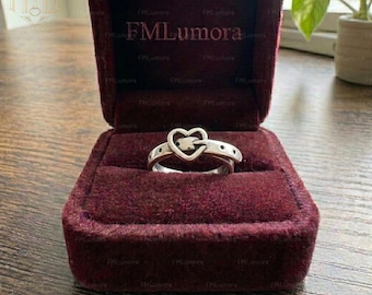 Anello con fibbia a forma di cuore, anello con cinturino d'amore, fascia per dito con imbracatura, anello con promessa chiusa, regalo per il fidanzato/la fidanzata