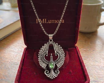 Collana con fenice mitica nascente, ciondolo uccello di fuoco rinascita, regalo per lei, forza, ciondolo uccello Anka, collana con ala di Simurgh, regalo