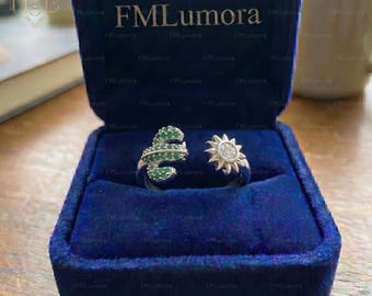 Anello Desert Sun Cactus Western Saguaro Finger Wrap Regalo per lei Halo Arizona Succulent Ring Cachi Sunrise Hand Jewelry Gift