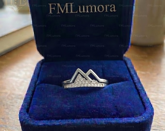 Anello da montagna Highland, fascia da dito per la vetta, regalo per escursionisti, anello da montagna, gioiello da trekking, regalo