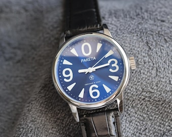 Orologio Raketa BIG Zero, movimento sovietico, URSS, orologio vintage meccanico, regalo di nozze, regalo per il marito, Roket 0.