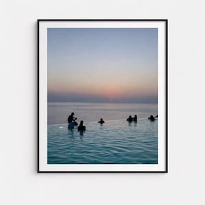 Golden Hour - Sunset Ocean Pool Wall Art, Minimalist Travel Photography Digital Print