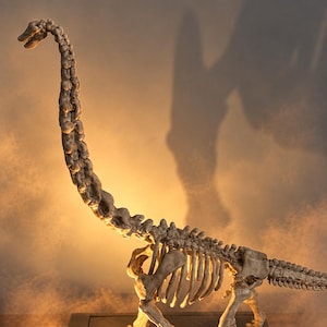 Brontosaurusskelett 30 cm – Stor dinosaurieskulptur, fossildisplay, jura-dekor, paleontologipresent
