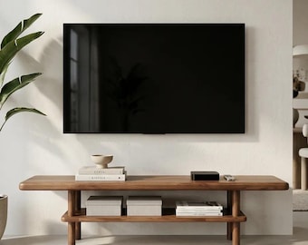 Solid Wood TV Stand, Modern Media Console, Wooden Entertainment Center, Minimalist TV Unit, Custom Size Furniture