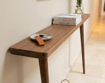 Houten consoletafel voor hal, consoletafel aangepast formaat, handgemaakte beukenhouten consoletafel - minimalistische haltafel