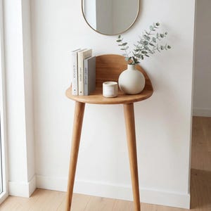 Handmade Beech Wood Half-Moon Table – Minimalist Entryway Console