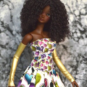 OOAK Black Cats and Colorful Hearts Four-Piece Costume for Smart Doll