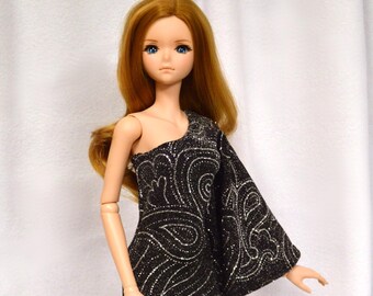 Smart Doll Silver Sparkles Special Occasion dress, asymmetrical and bare shoulder