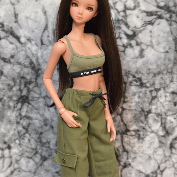 Drawstring waist cargo pants for Smart Doll girl or guy