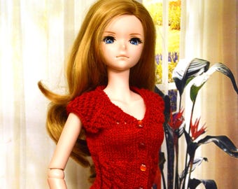 Smart Doll Hand-knit vests with cable design at waist may also fit slim 1/3 scale BJDs