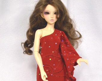 MIniFee Red Special Occasion dress, asymmetrical and bare shoulder. OOAK for MNF.