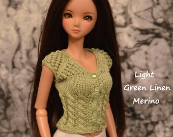 Choice of Hand-knit vests with cable design at waist for Smart Doll and 1/3 scale BJDs